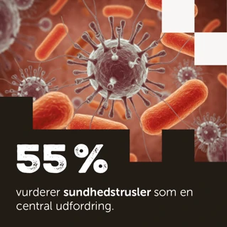 Slide 8: 55% vurderer sundhedstrusler som en  central udfordring.