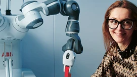 Potræt af Danica Kragic med robotten YuMi